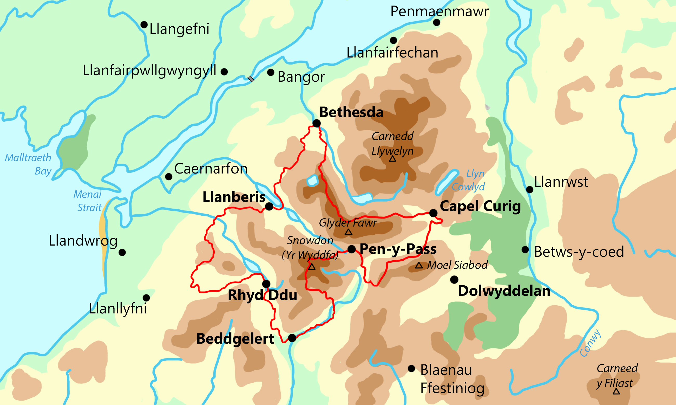Snowdon Round Mountain Route map